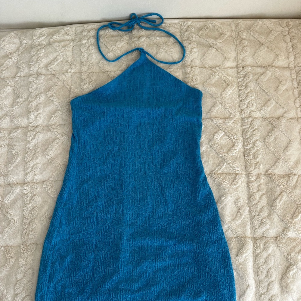 Blue Halter Neck Dress